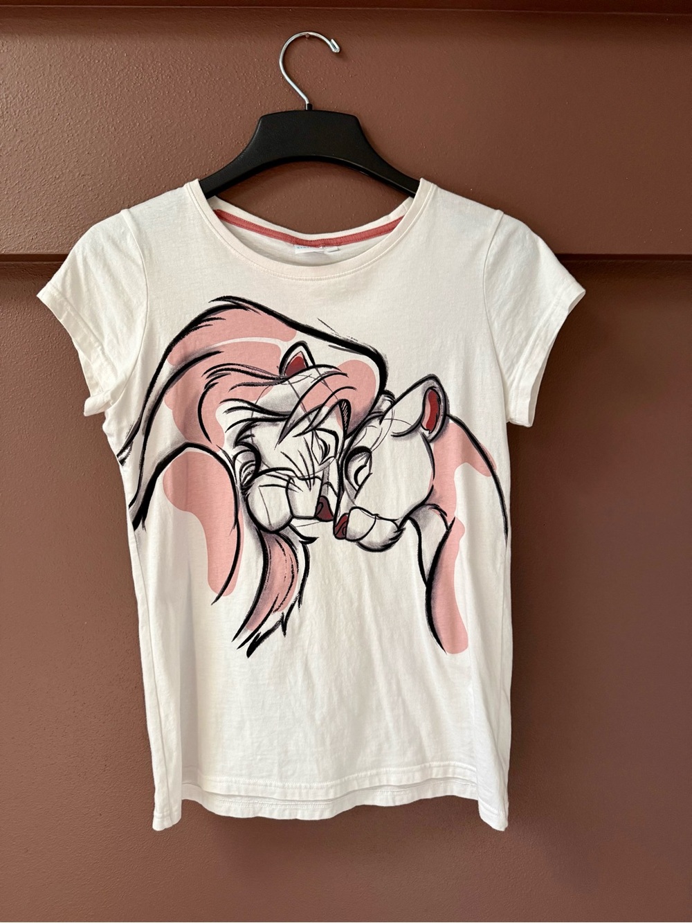Disney White Tee with Pink Lioness Graphic